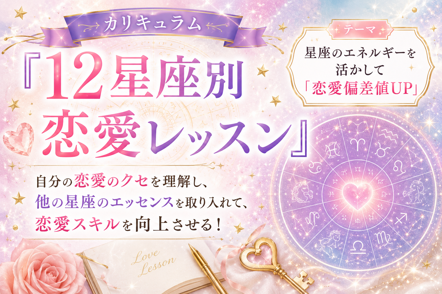 【セミナー】『12星座別 恋愛レッスン』カリキュラム テーマ:星座のエネルギーを活かして「恋愛偏差値UP」