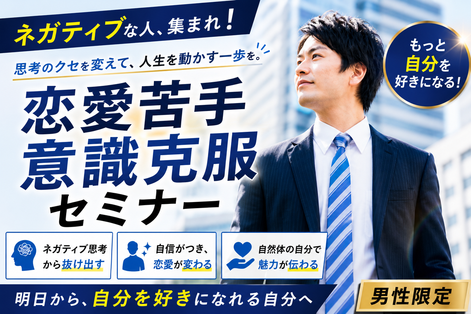 【セミナー】（男性限定）ネガティブな人集まれ！恋愛苦手意識克服セミナー